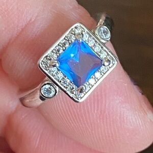Adjustable Silver Ring with Blue Quartz